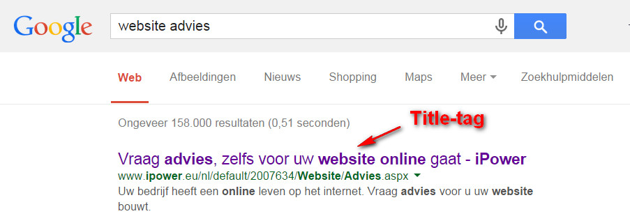 Title-tag, plaats in de zoekresultaten van Google - iPower